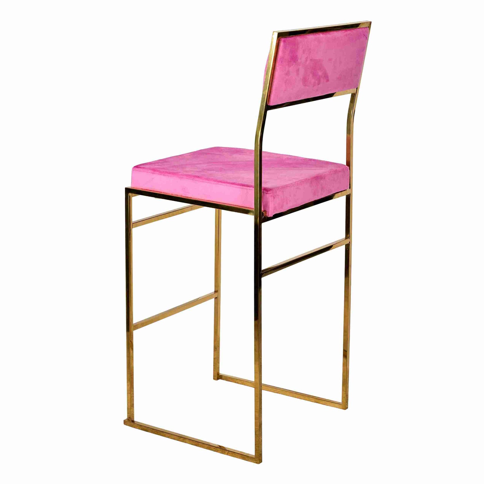 Chivari Melissa Barstool in Gold Stainless Steel Frame with Fuchsia Cushion Seat and Back BMMG-FU-KIT-AX