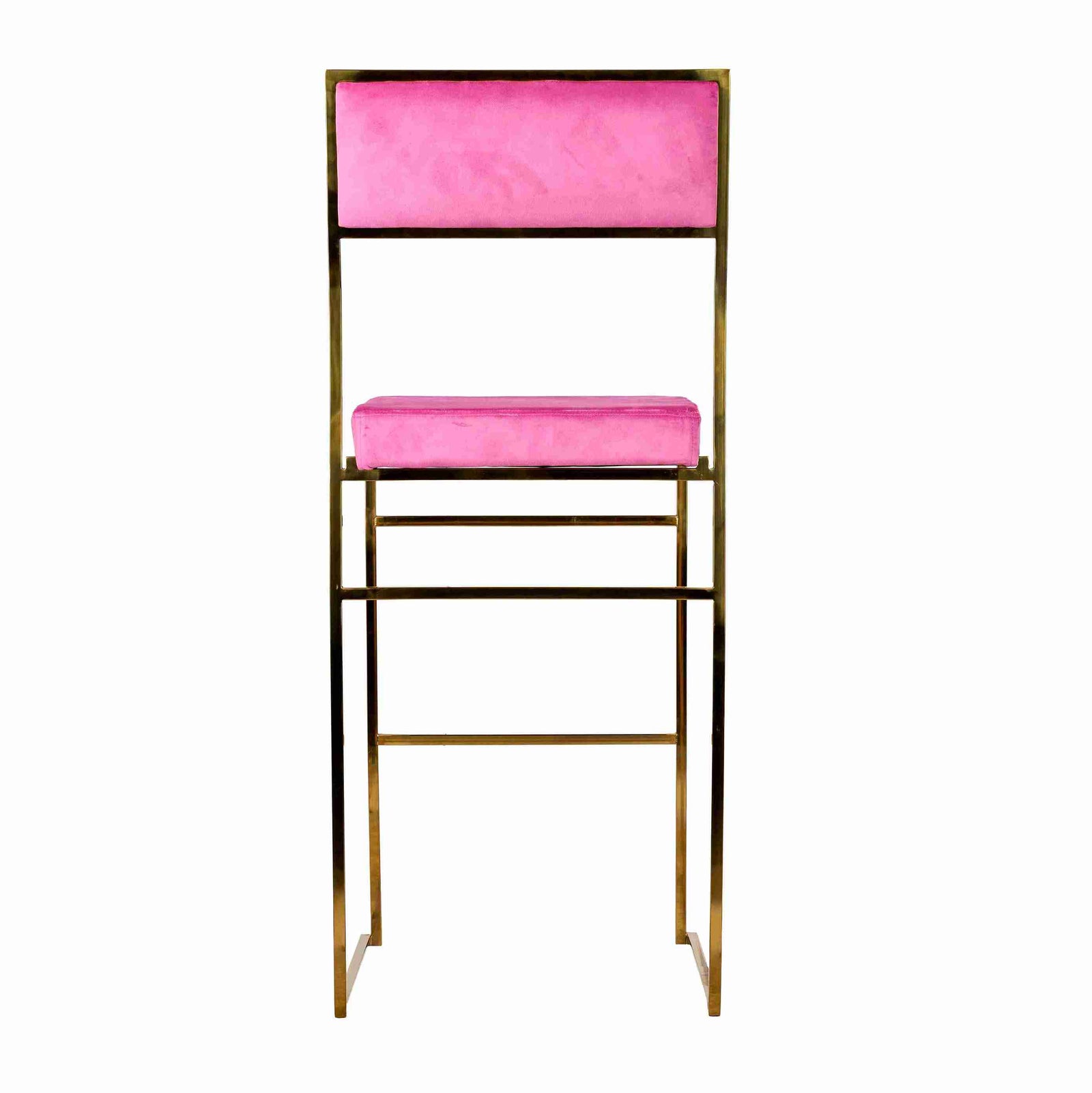 Chivari Melissa Barstool in Gold Stainless Steel Frame with Fuchsia Cushion Seat and Back BMMG-FU-KIT-AX