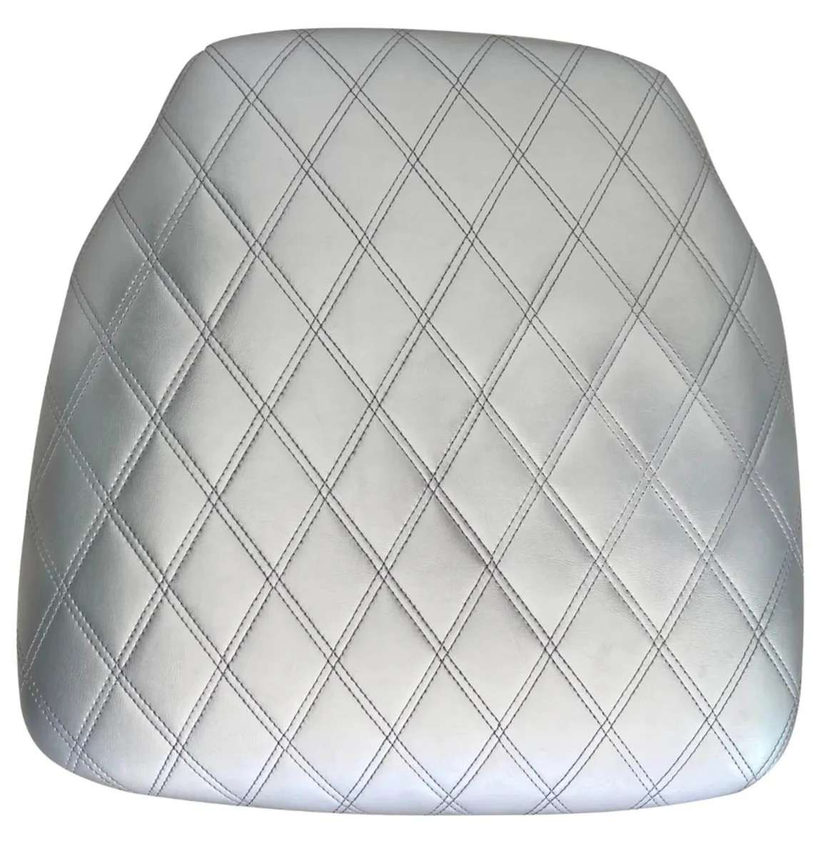 Chivari Silver Vinyl Panel Back Chiavari Cushion with Bentley Stitching and SlipNot™ Technology CUSHPANVINBENTS-A