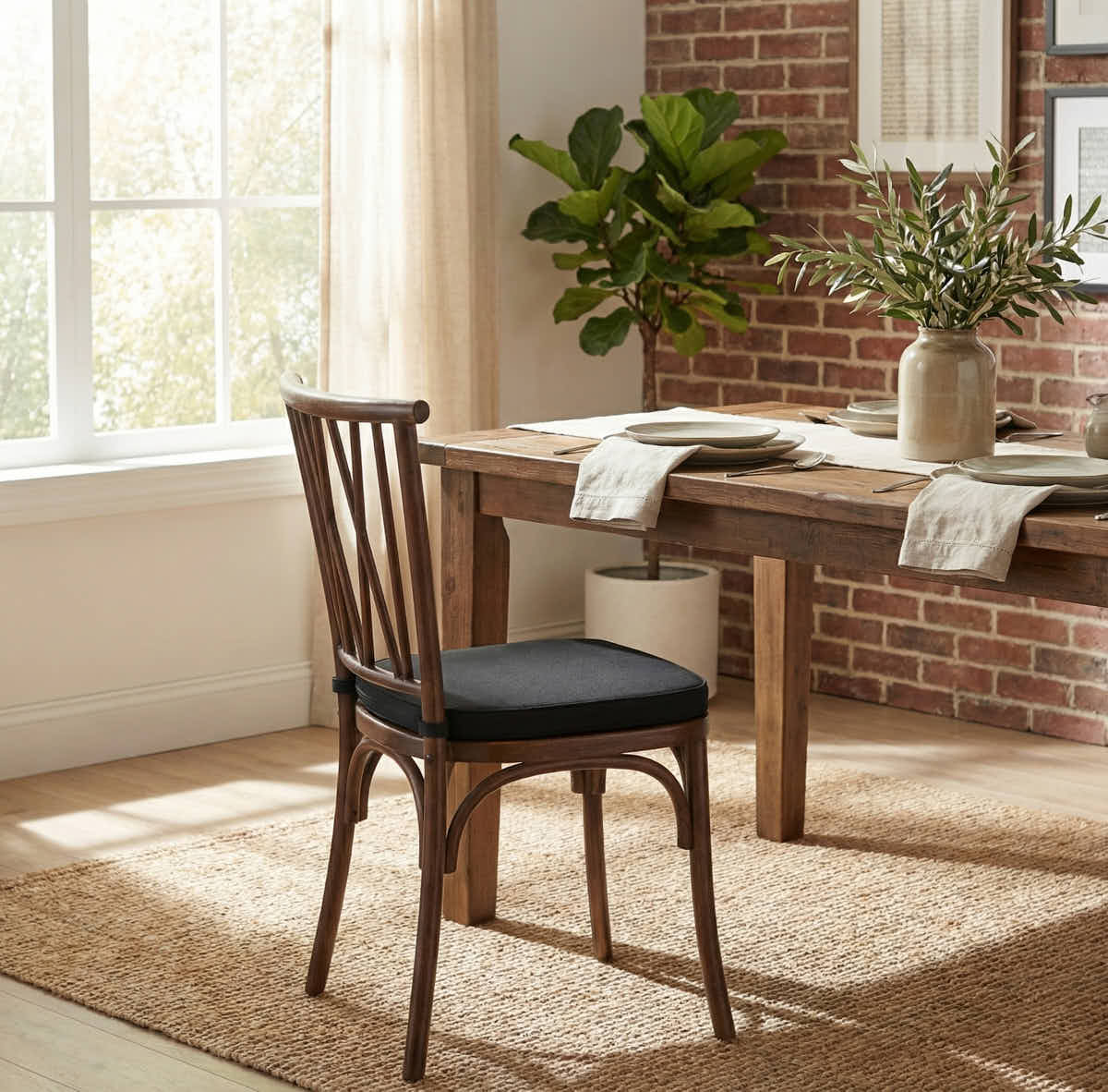 Chivari Black 1.6" Thick Cushion for BasicResin Cross Back or Willow Chairs with Velcro Strap CUSHSTRAPPBLK-AX
