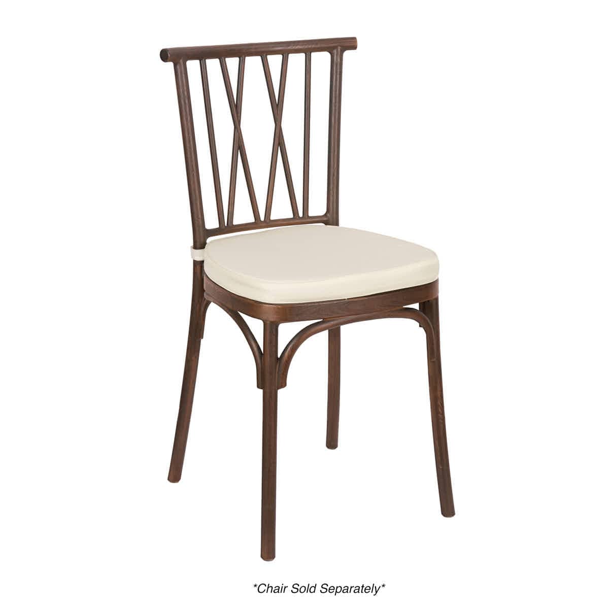 Chivari Ivory 1.6" Thick Cushion for BasicResin Cross Back or Willow Chairs with Velcro Strap CUSHSTRAPPIVY-AX