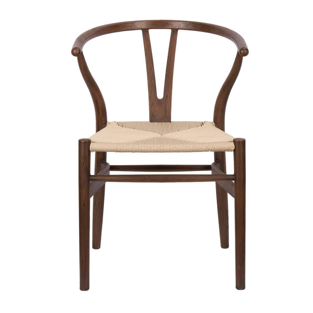 Chivari Fruitwood Wishbone Resin Chair with Natural Rope Seat CWHBFN-ZG-T