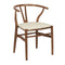 Chestnut Wishbone Resin Chair with Ivory Vinyl Seat