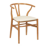 Natural Wishbone Resin Chair with Ivory Vinyl Seat