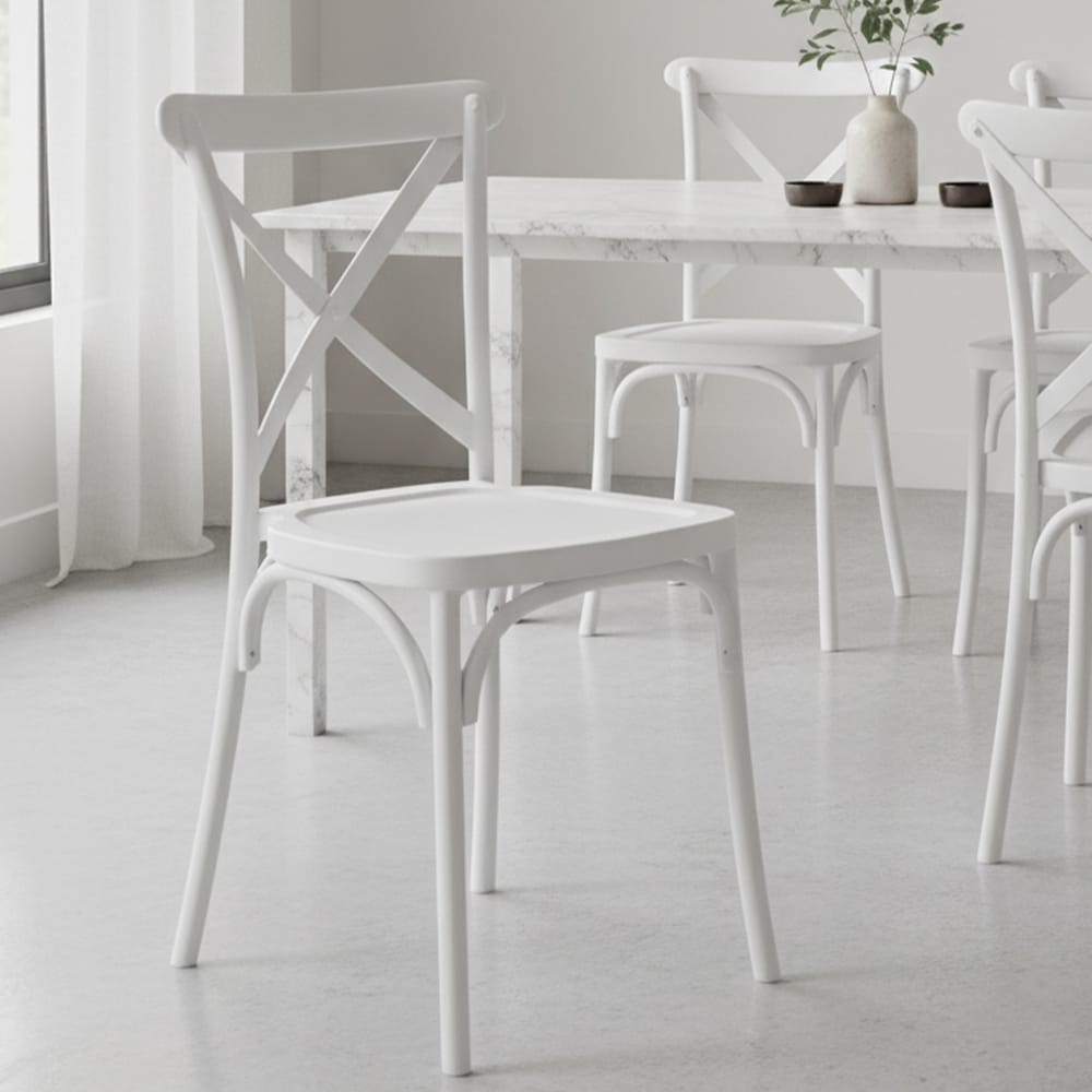 Chivari White Cross Back Mono Frame BasicResin™ Chair CXPW-ZG