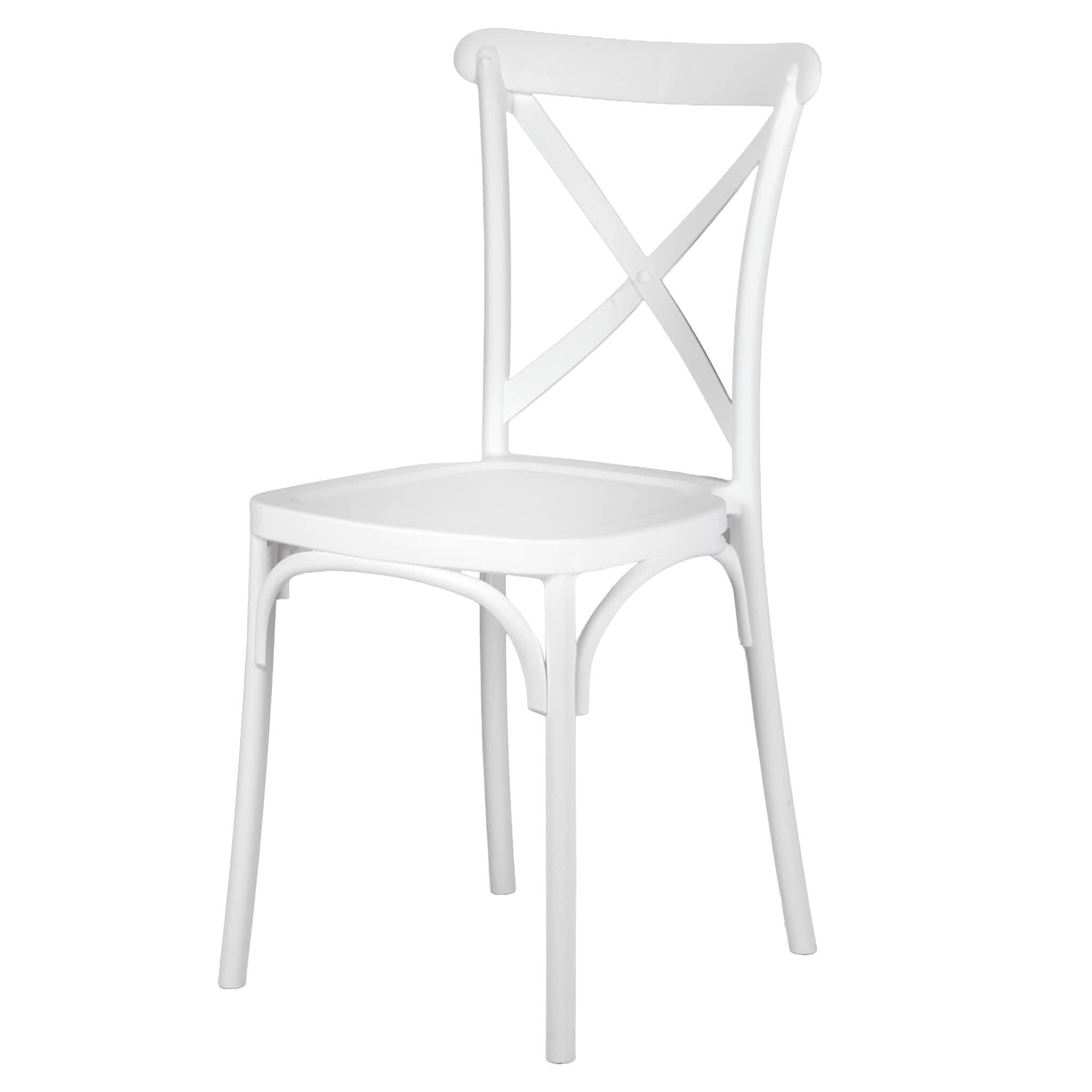 Chivari White Cross Back Mono Frame Resin Chair CXPW-ZG