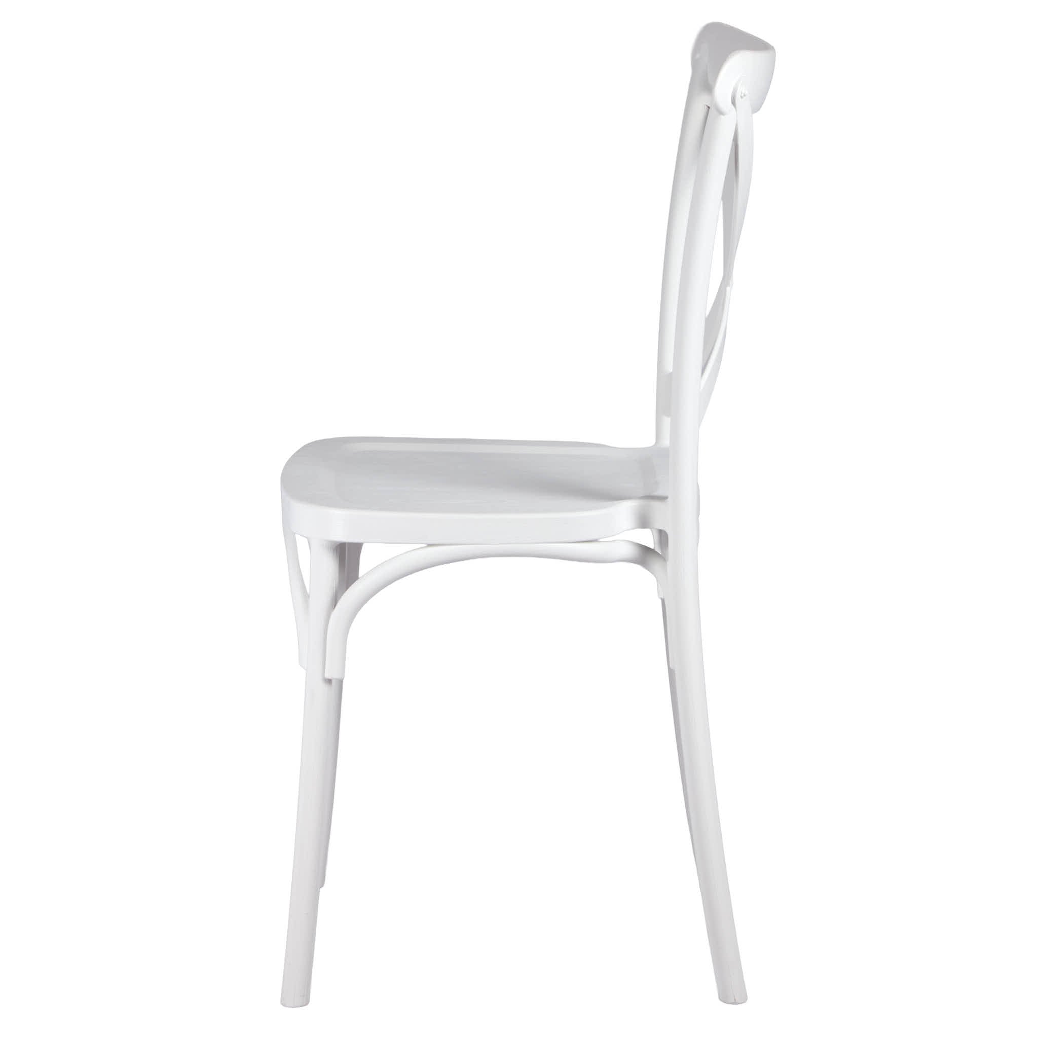 Chivari White Cross Back Mono Frame Resin Chair CXPW-ZG