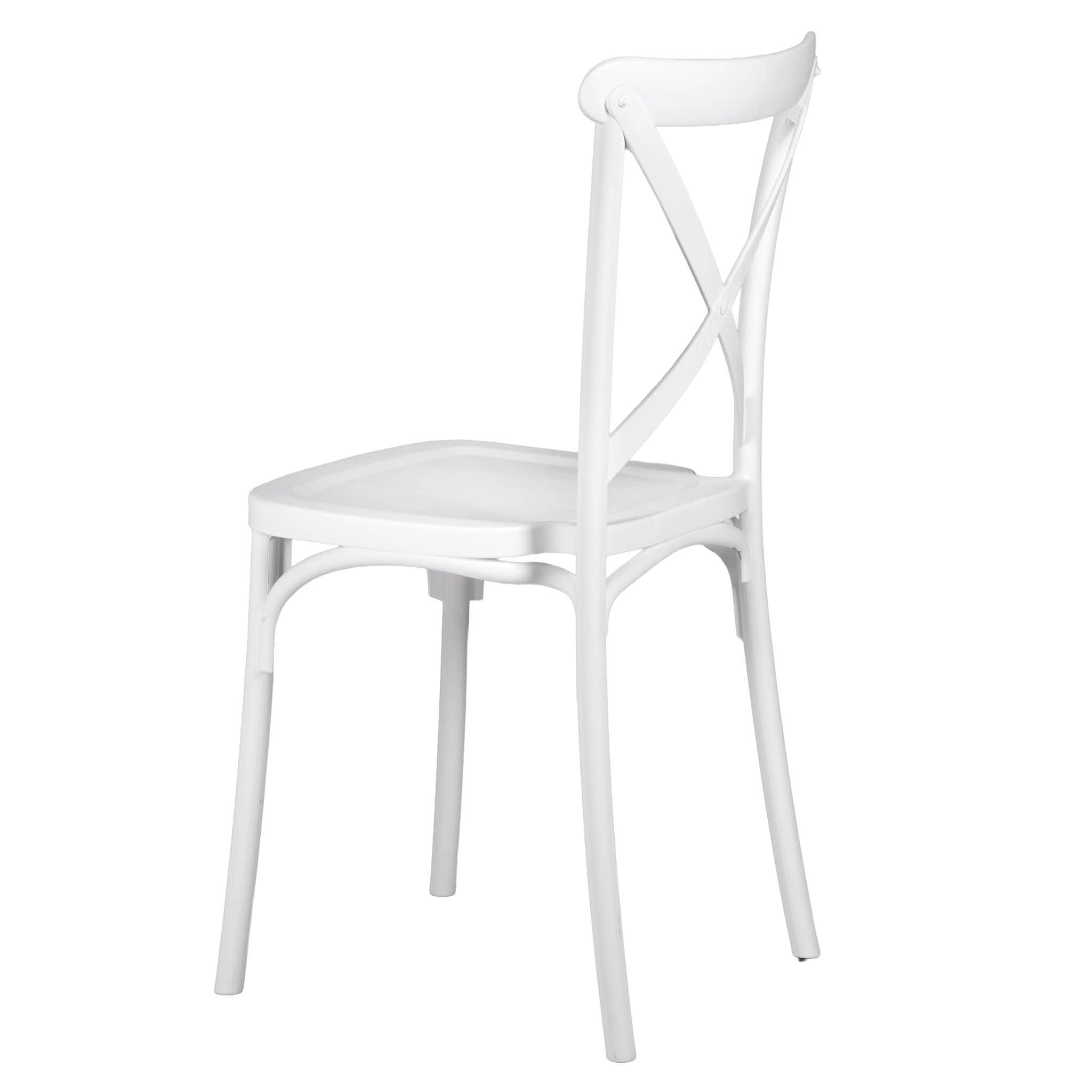 Chivari White Cross Back Mono Frame Resin Chair CXPW-ZG
