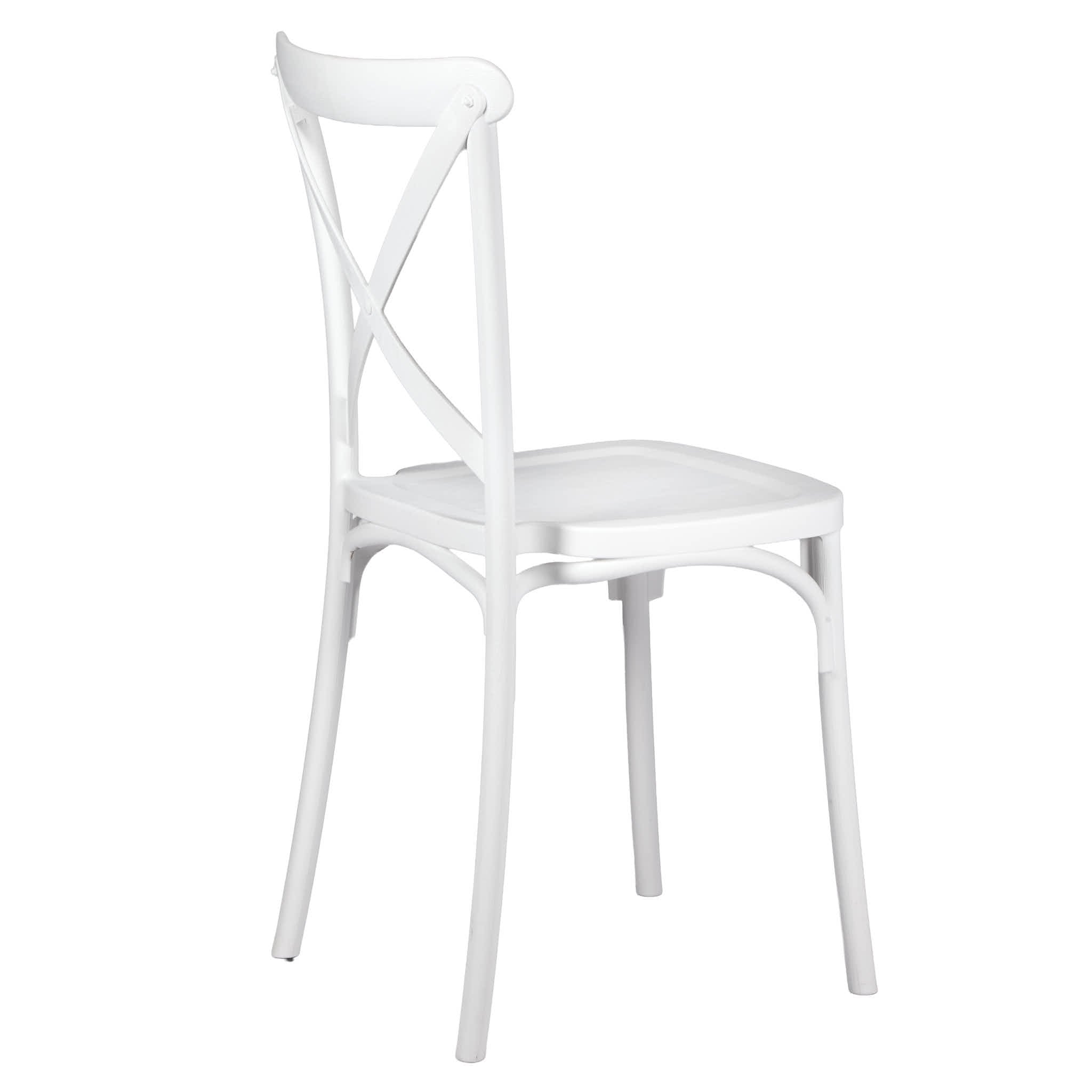 Chivari White Cross Back Mono Frame Resin Chair CXPW-ZG
