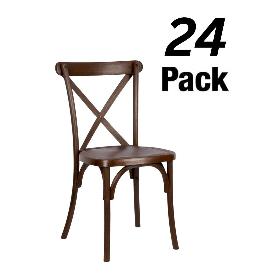 Chivari 24 Pack Fruitwood Resin Steel Skeleton™ Cross Back Chair CXRF-STEEL-CX-T-24