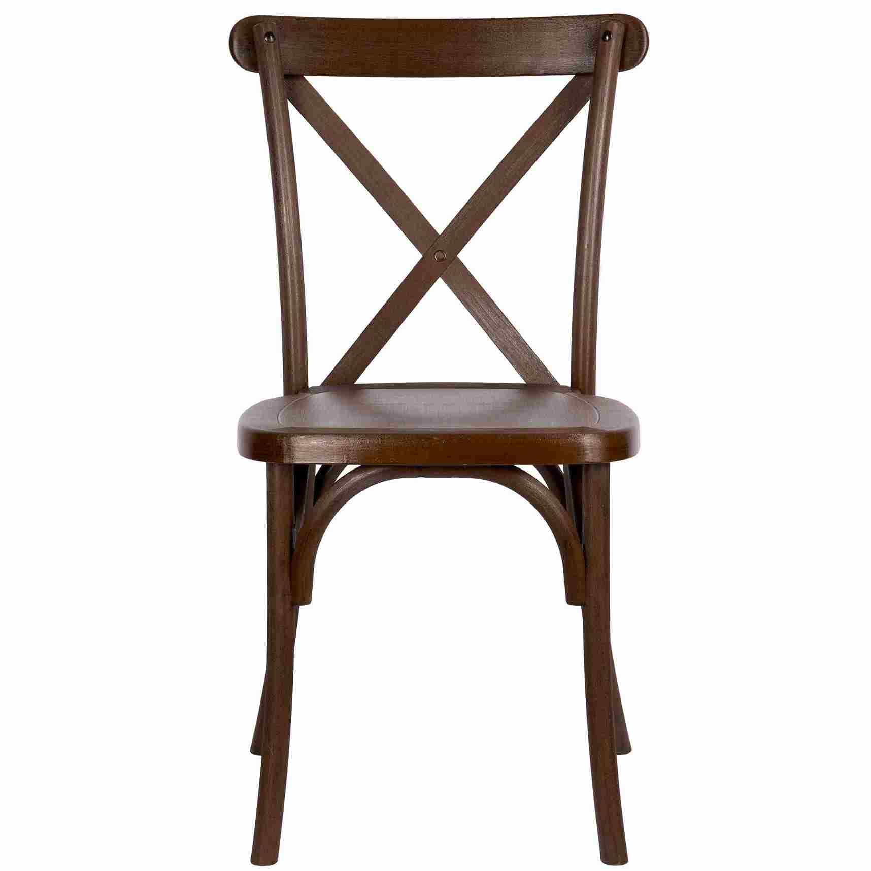 Chivari 24 Pack Fruitwood Resin Steel Skeleton™ Cross Back Chair CXRF-STEEL-CX-T-24