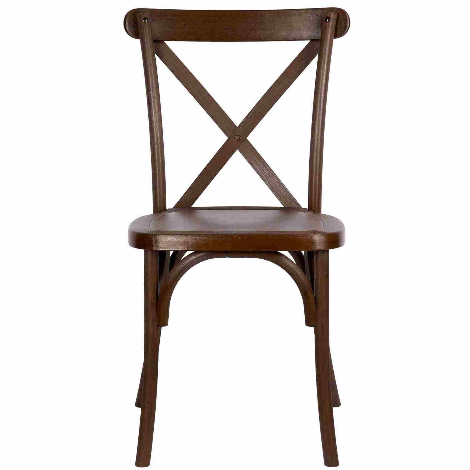 Chivari 24 Pack Fruitwood Resin Steel Skeleton™ Cross Back Chair CXRF-STEEL-CX-T-24