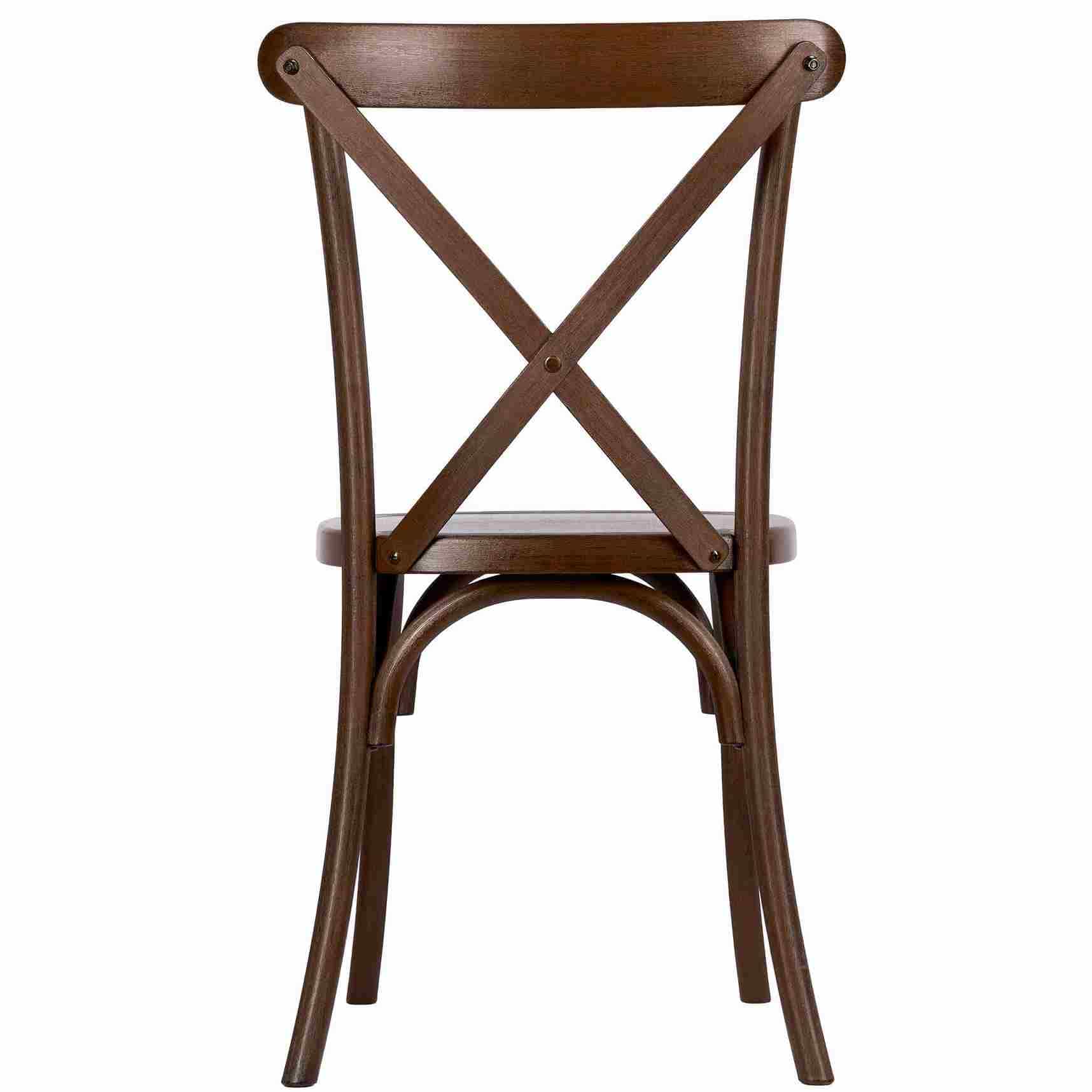 Chivari 24 Pack Fruitwood Resin Steel Skeleton™ Cross Back Chair CXRF-STEEL-CX-T-24