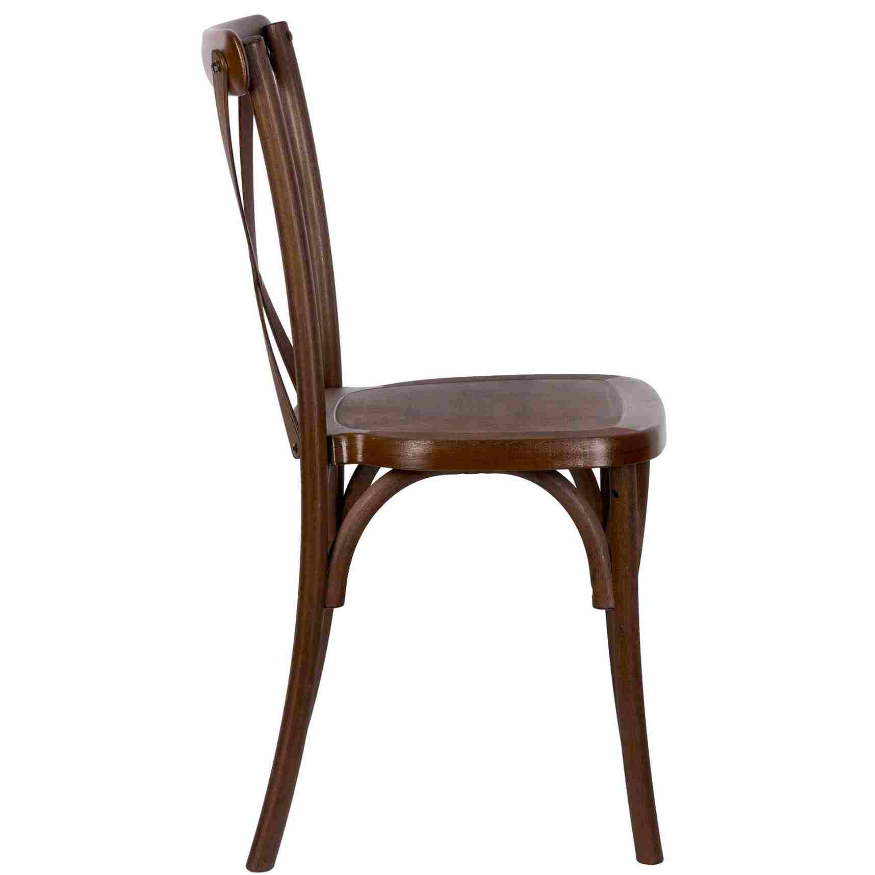 Chivari 24 Pack Fruitwood Resin Steel Skeleton™ Cross Back Chair CXRF-STEEL-CX-T-24