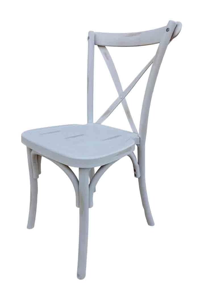 Chivari White Distressed Steel Skeleton™ Cross Back Chair CXRWD-ST-AX