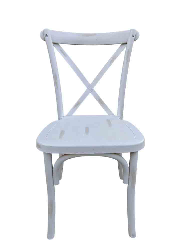 Chivari White Distressed Steel Skeleton™ Cross Back Chair CXRWD-ST-AX