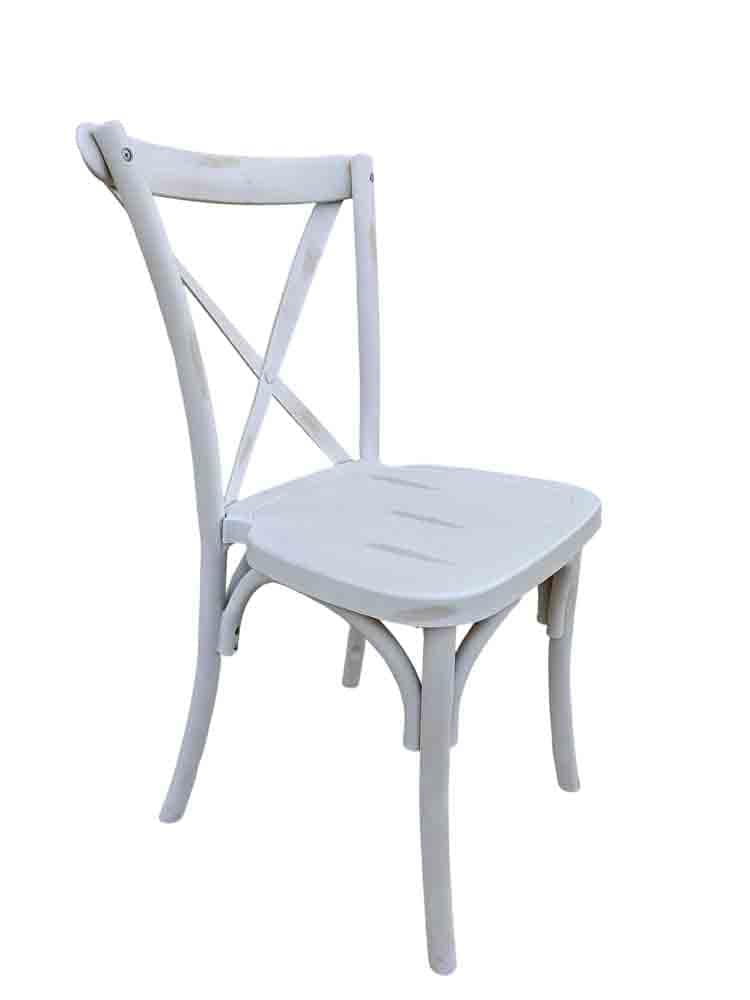 Chivari White Distressed Steel Skeleton™ Cross Back Chair CXRWD-ST-AX