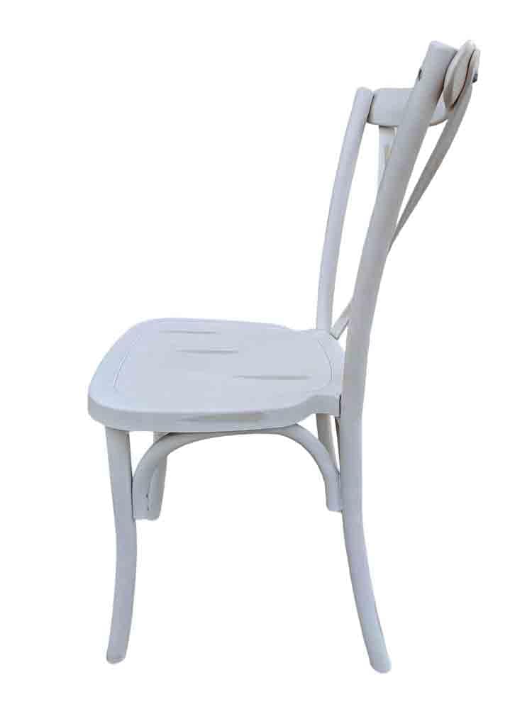 Chivari White Distressed Steel Skeleton™ Cross Back Chair CXRWD-ST-AX