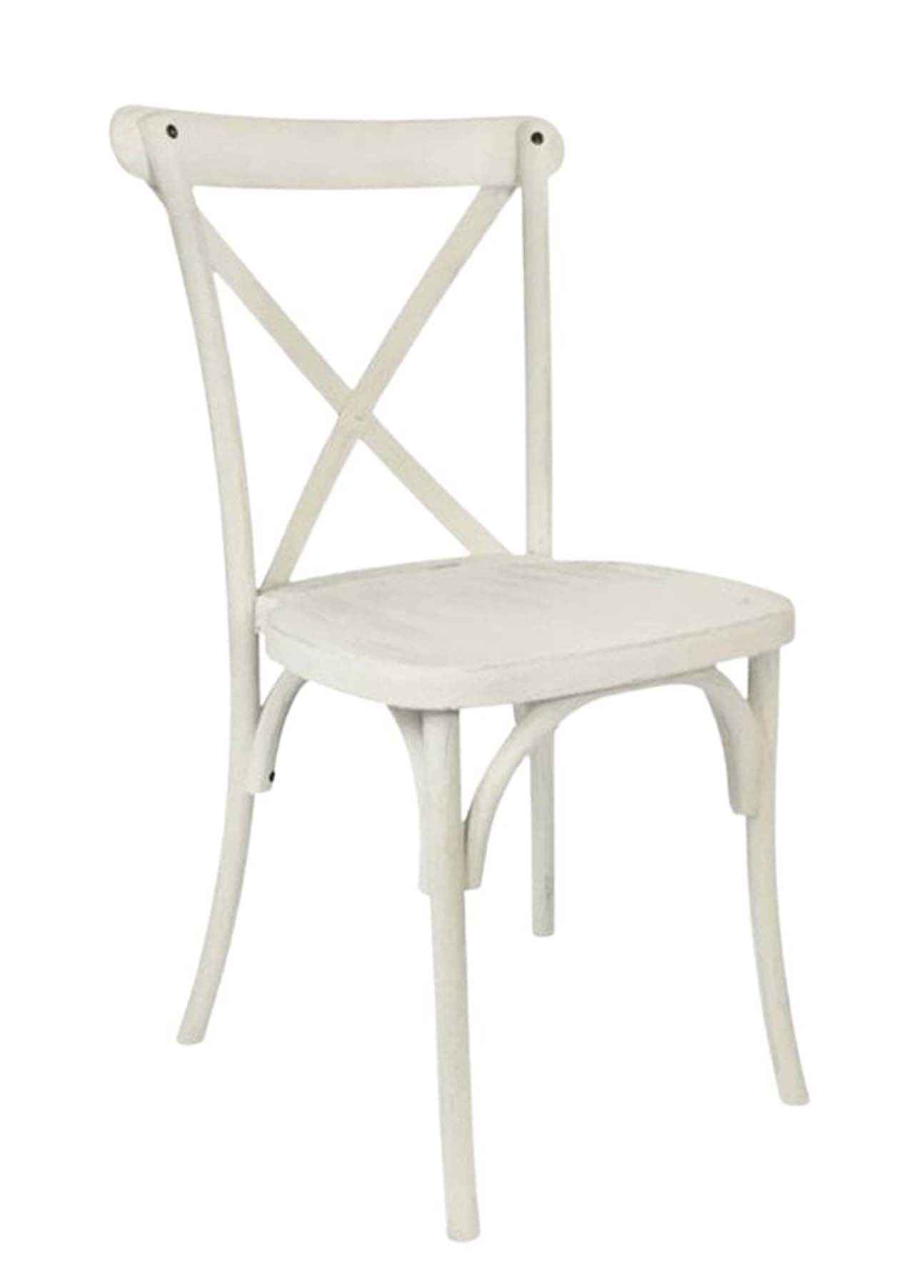 Chivari White Distressed Steel Skeleton™ Resin Cross Back Chair CXRWD-STEEL-CX-T