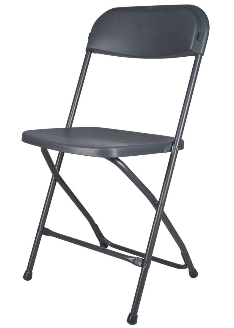 Chivari 100 Dark Gray Plastic Folding Chair Bundle with 2 Heavy Duty Carts and Safety Straps CFPGD-100GCRTS-KT