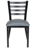 Chivari Ladder Back Restaurant Chair with Black Metal Frame and Dark Gray Vinyl Seat CLMBVDG-ZF-KT