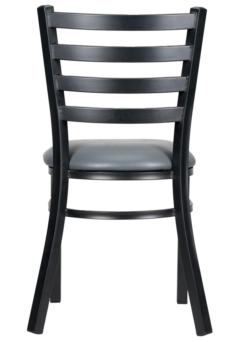 Chivari Ladder Back Restaurant Chair with Black Metal Frame and Dark Gray Vinyl Seat CLMBVDG-ZF-KT