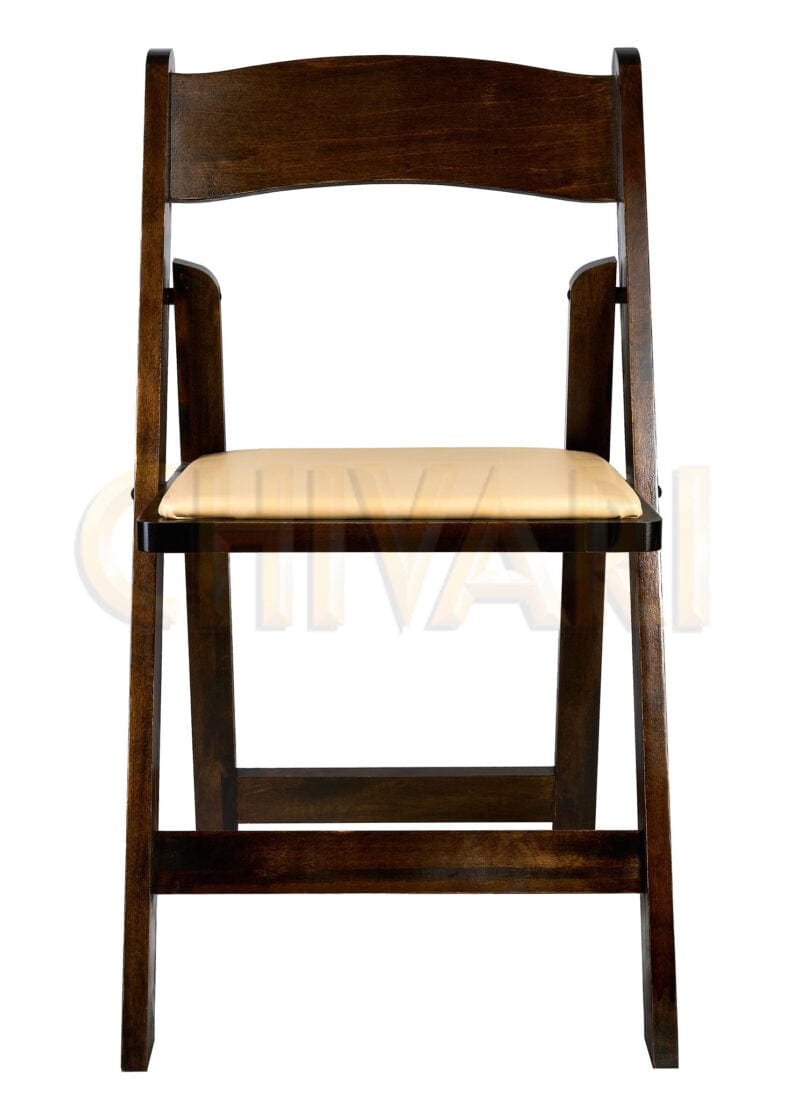 Fruitwood ToughWood™ Folding Chair with Tan Cushion
