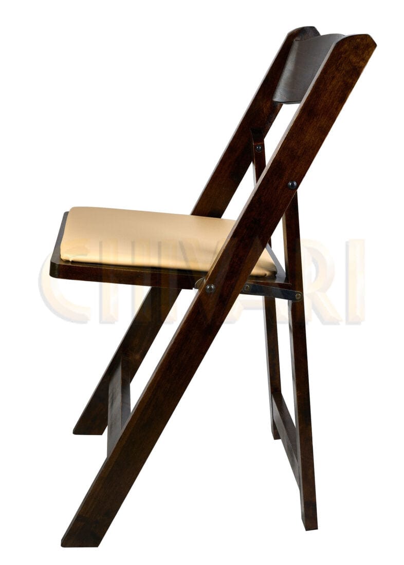 Chivari Fruitwood ToughWood™ Folding Chair with Tan Cushion CFWF-TAN-AX-T