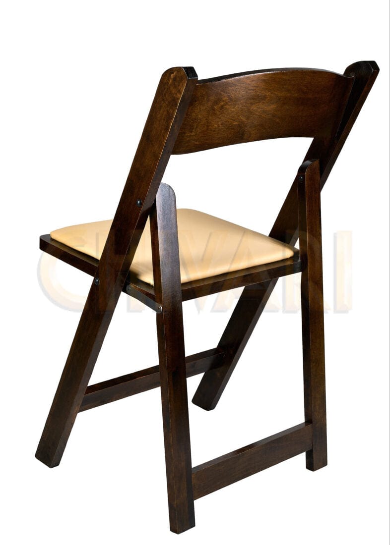 Chivari Fruitwood ToughWood™ Folding Chair with Tan Cushion CFWF-TAN-AX-T