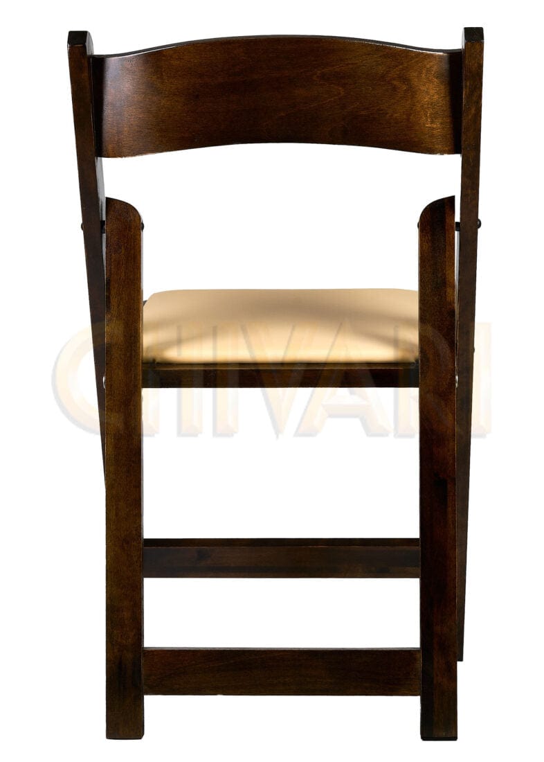 Chivari Fruitwood ToughWood™ Folding Chair with Tan Cushion CFWF-TAN-AX-T