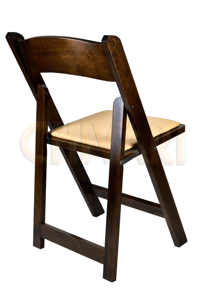 Chivari Fruitwood ToughWood™ Folding Chair with Tan Cushion CFWF-TAN-AX-T