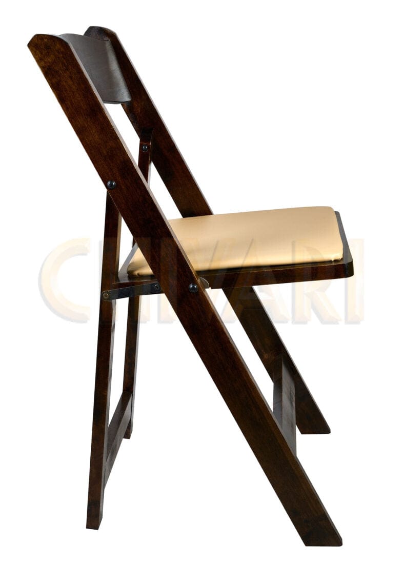 Chivari Fruitwood ToughWood™ Folding Chair with Tan Cushion CFWF-TAN-AX-T