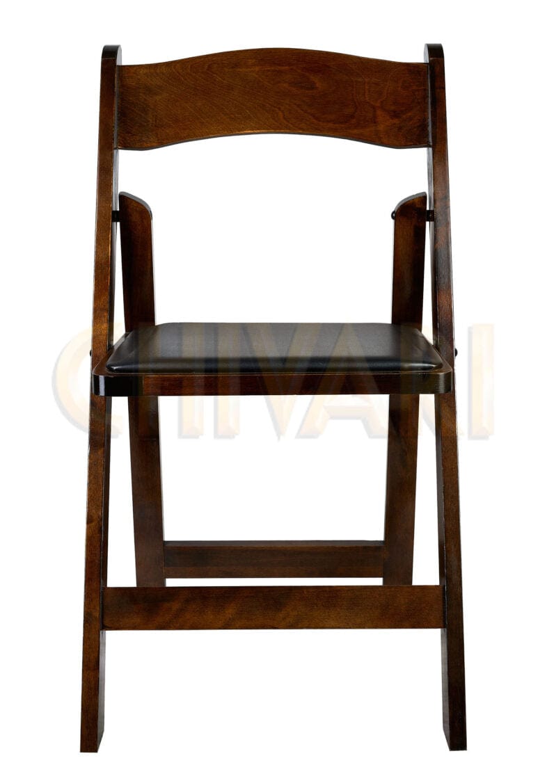 Chivari Fruitwood ToughWood™ Folding Chair with Black Cushion CFWF-BLK-AX-T