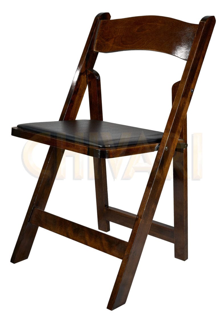 Chivari Fruitwood ToughWood™ Folding Chair with Black Cushion CFWF-BLK-AX-T