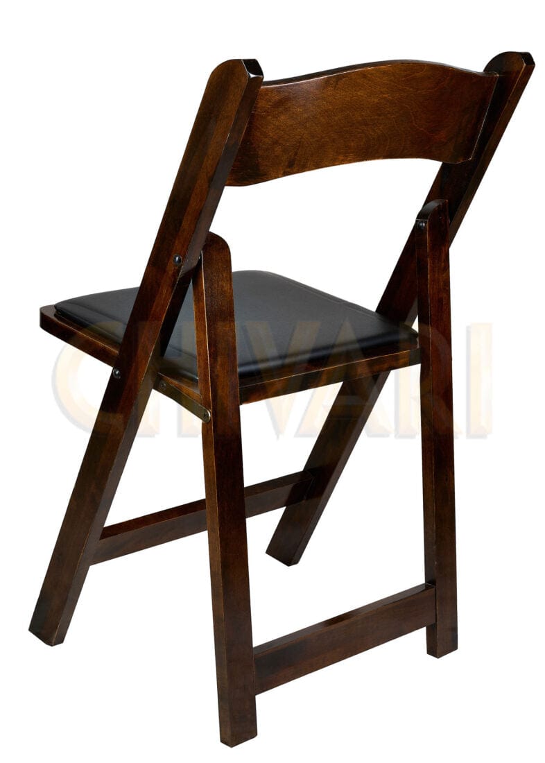 Chivari Fruitwood ToughWood™ Folding Chair with Black Cushion CFWF-BLK-AX-T