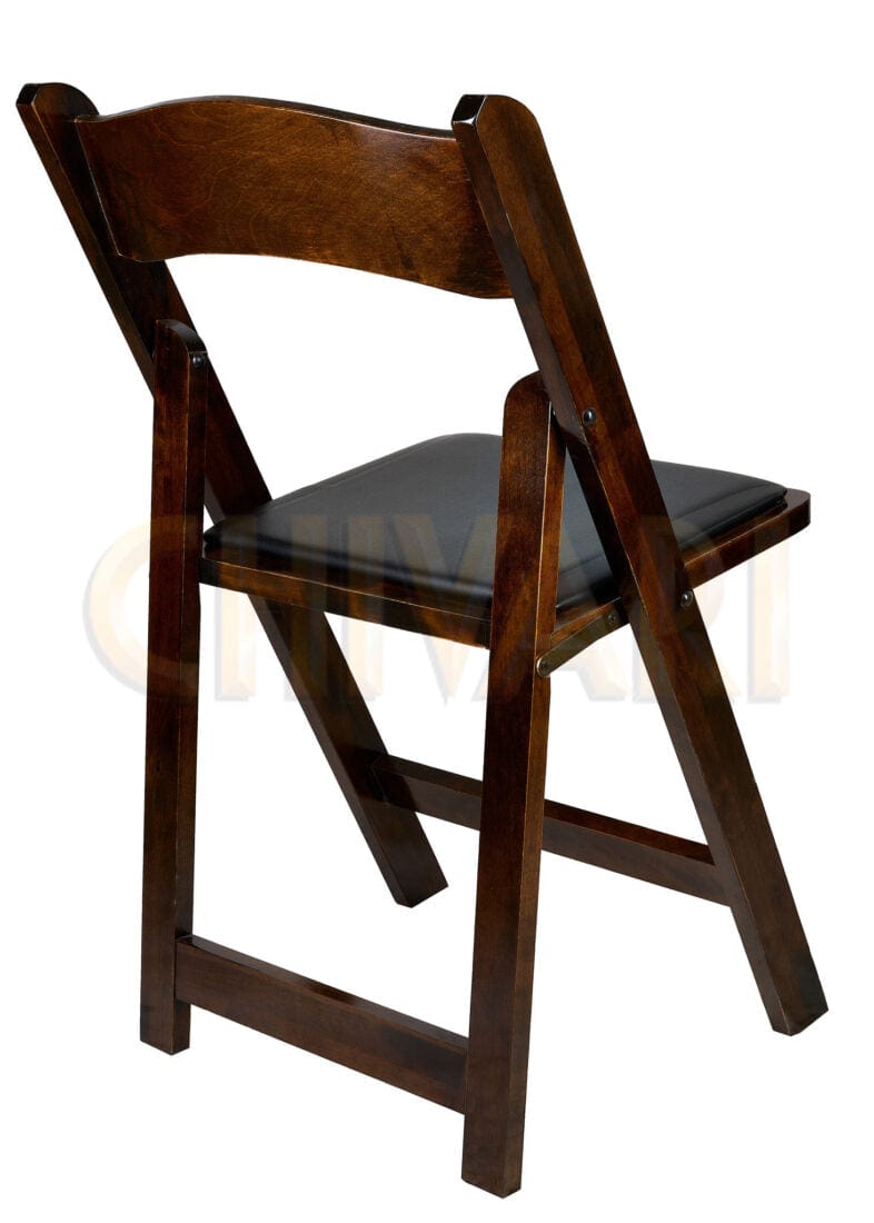 Chivari Fruitwood ToughWood™ Folding Chair with Black Cushion CFWF-BLK-AX-T