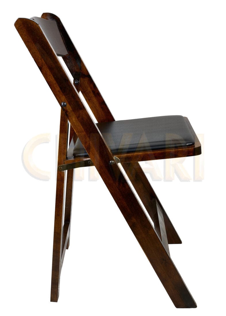 Chivari Fruitwood ToughWood™ Folding Chair with Black Cushion CFWF-BLK-AX-T