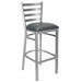 Chivari Ladder Back Bar Stool with Silver Frame and Dark Gray Vinyl Seat BLMSVDG-ZF-KT
