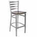 Chivari Ladder Back Bar Stool with Silver Frame and Dark Wood Seat BLMSWDW-ZF-KT