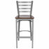 Chivari Ladder Back Bar Stool with Silver Frame and Dark Wood Seat BLMSWDW-ZF-KT