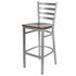 Chivari Ladder Back Bar Stool with Silver Frame and Dark Wood Seat BLMSWDW-ZF-KT