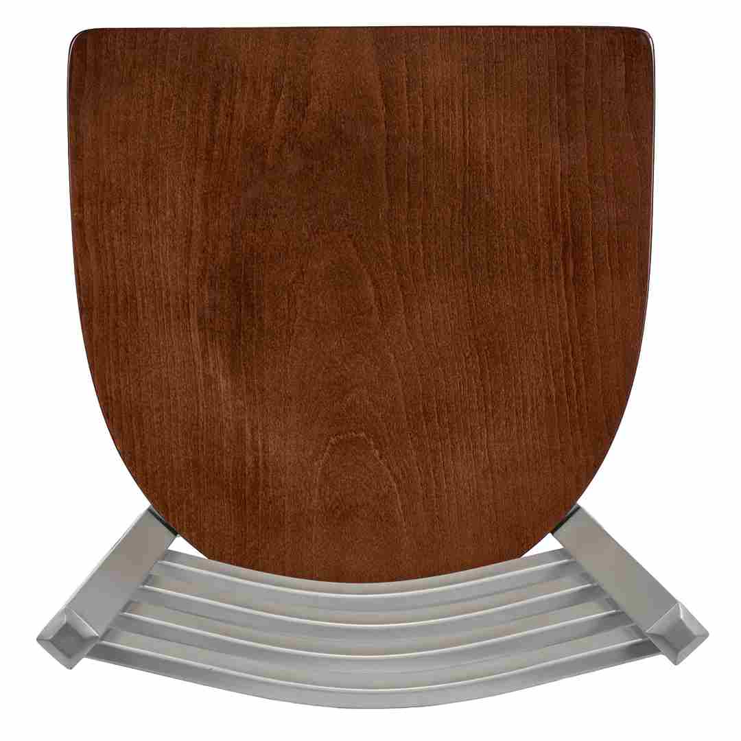 Chivari Ladder Back Bar Stool with Silver Frame and Dark Wood Seat BLMSWDW-ZF-KT