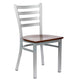 Chivari Ladder Back Restaurant Chair with Dark Wood Silver Frame and Dark Wood Seat CLMSWDW-ZF-KT