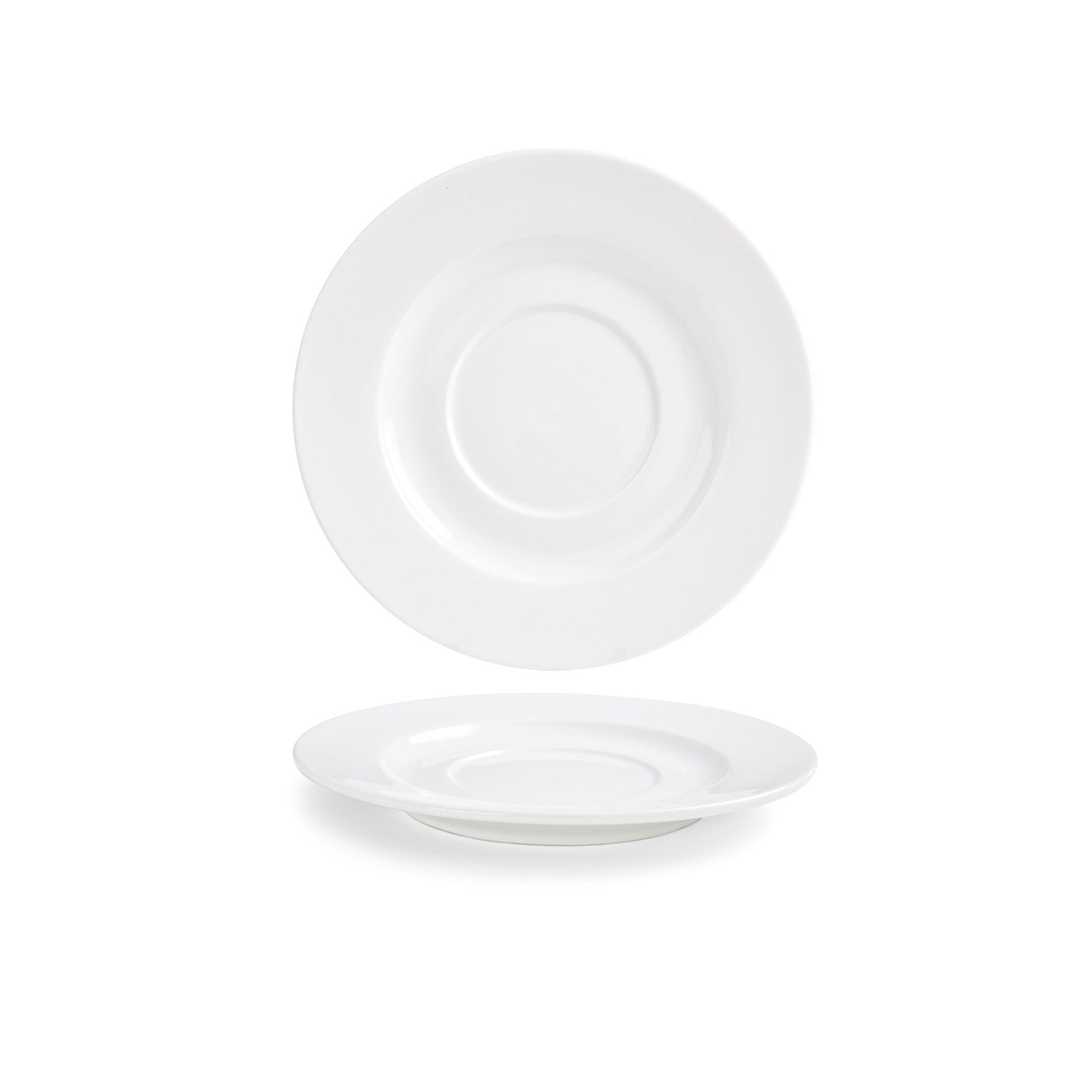Front of the House FOH DCS035WHP23 Monaco 8" Superwhite Round Porcelain Saucer - Case of 12 FOH-DCS035WHP23