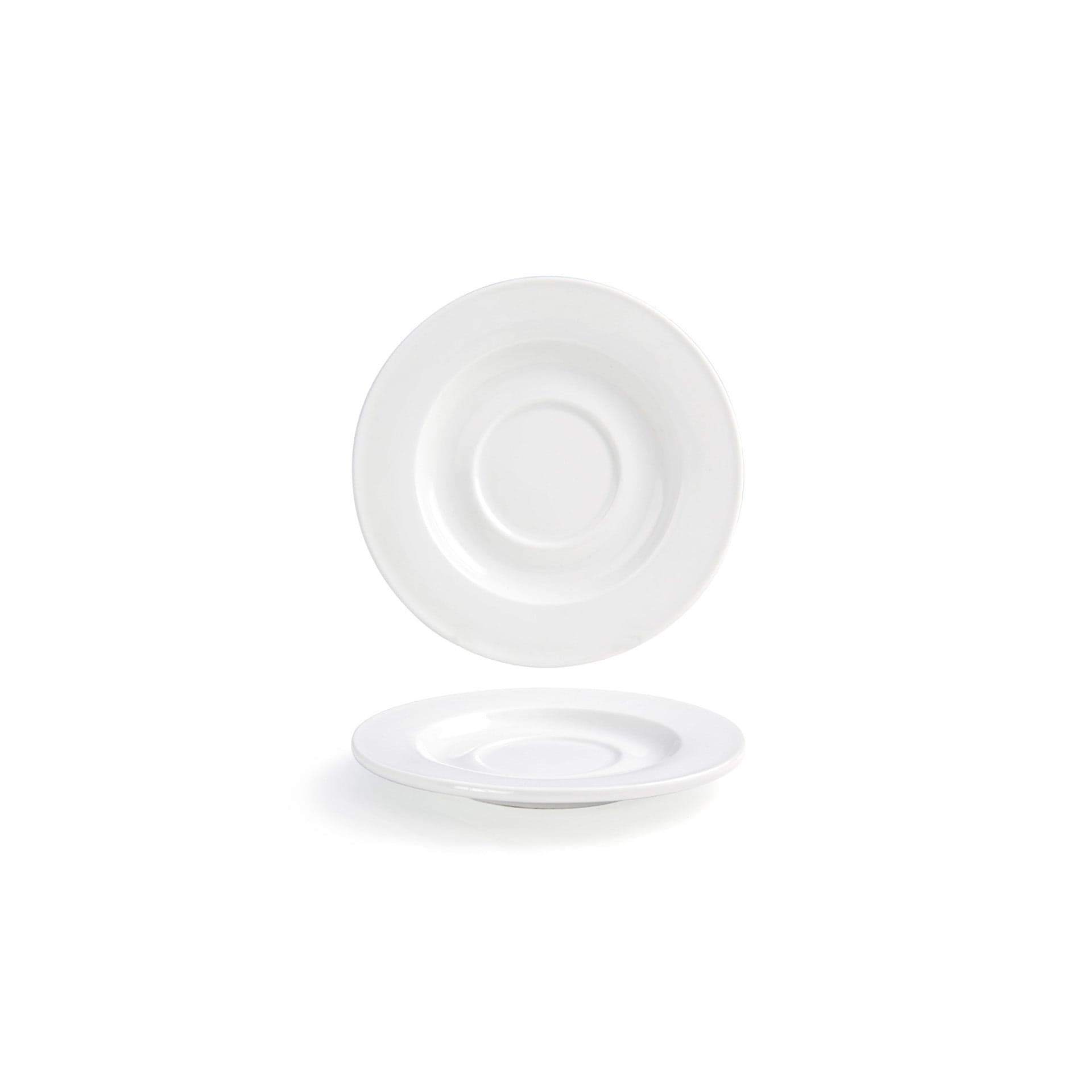 Front of the House FOH DCS044WHP23 Monaco 6" Superwhite Round Porcelain Saucer - Case of 12 FOH-DCS044WHP23