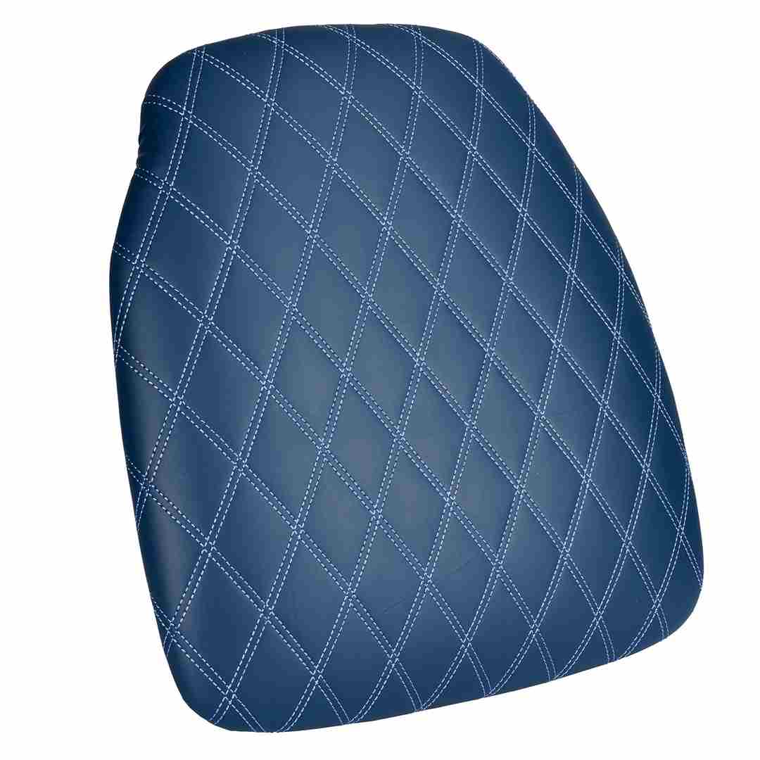 Chivari Deep Blue Sea Vinyl Panel Back Chiavari Cushion with Bentley Stitching and SlipNot™ Technology CUSHPANVINBENTDBS-A