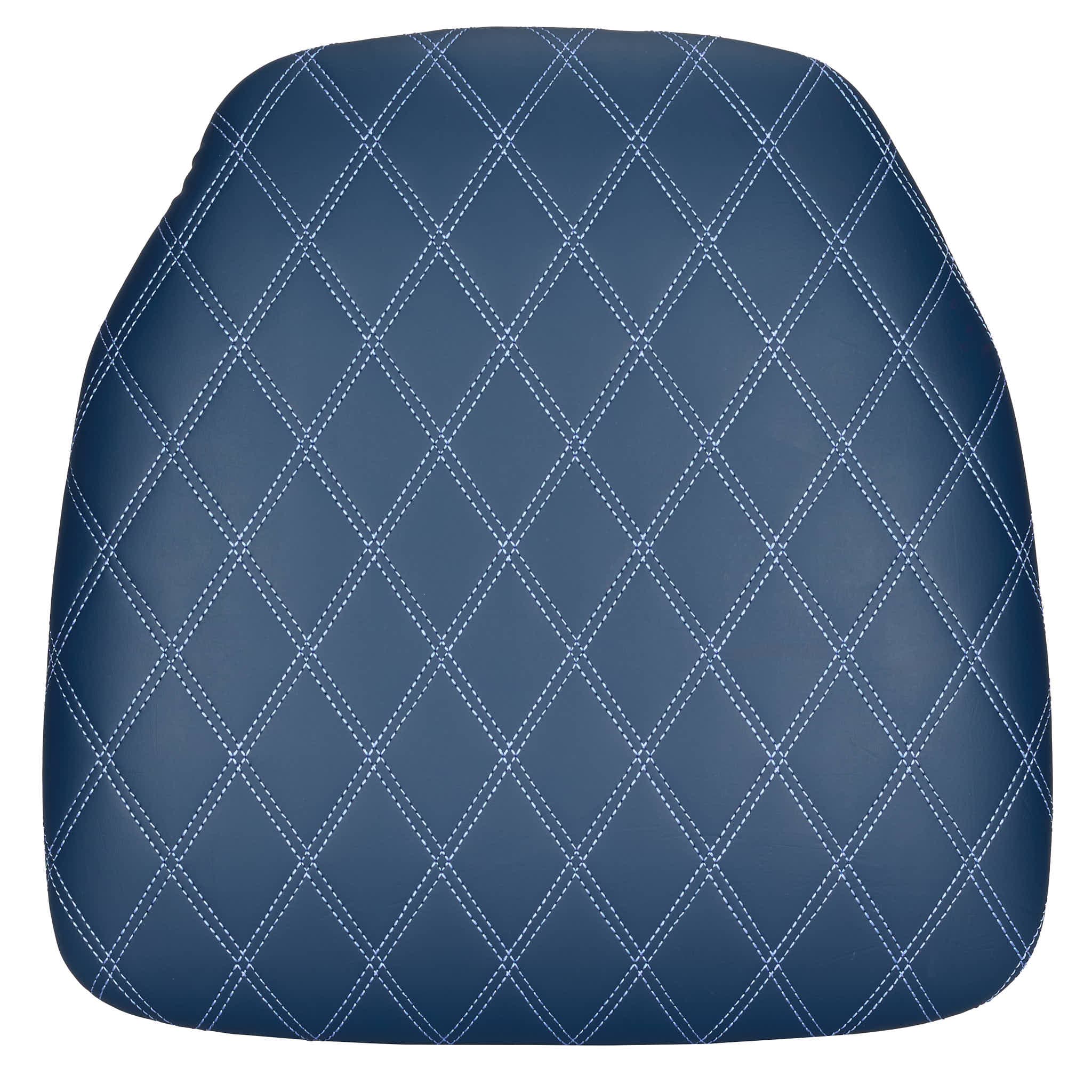 Chivari Deep Blue Sea Vinyl Panel Back Chiavari Cushion with Bentley Stitching and SlipNot™ Technology CUSHPANVINBENTDBS-A