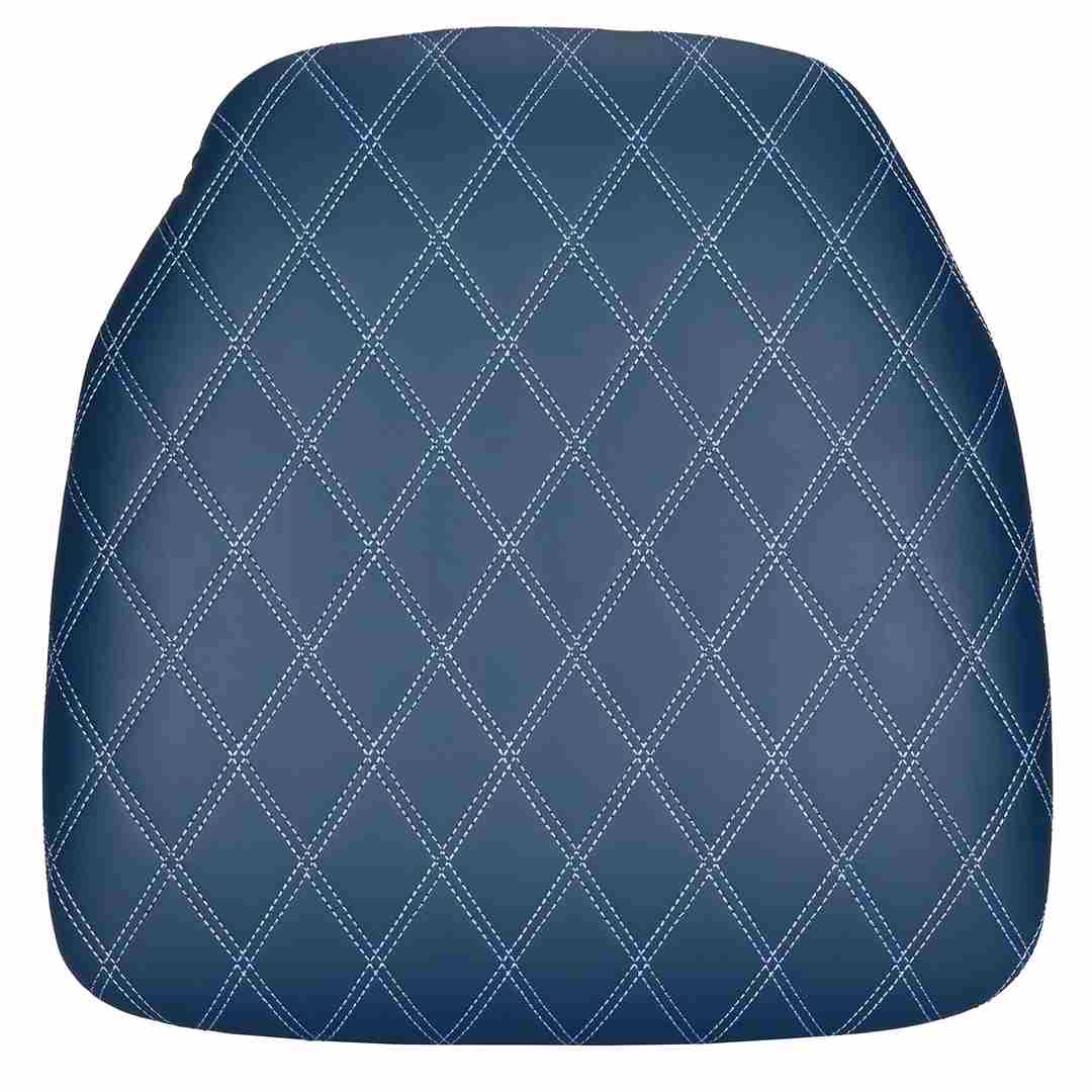 Chivari Deep Blue Sea Vinyl Panel Back Chiavari Cushion with Bentley Stitching and SlipNot™ Technology CUSHPANVINBENTDBS-A