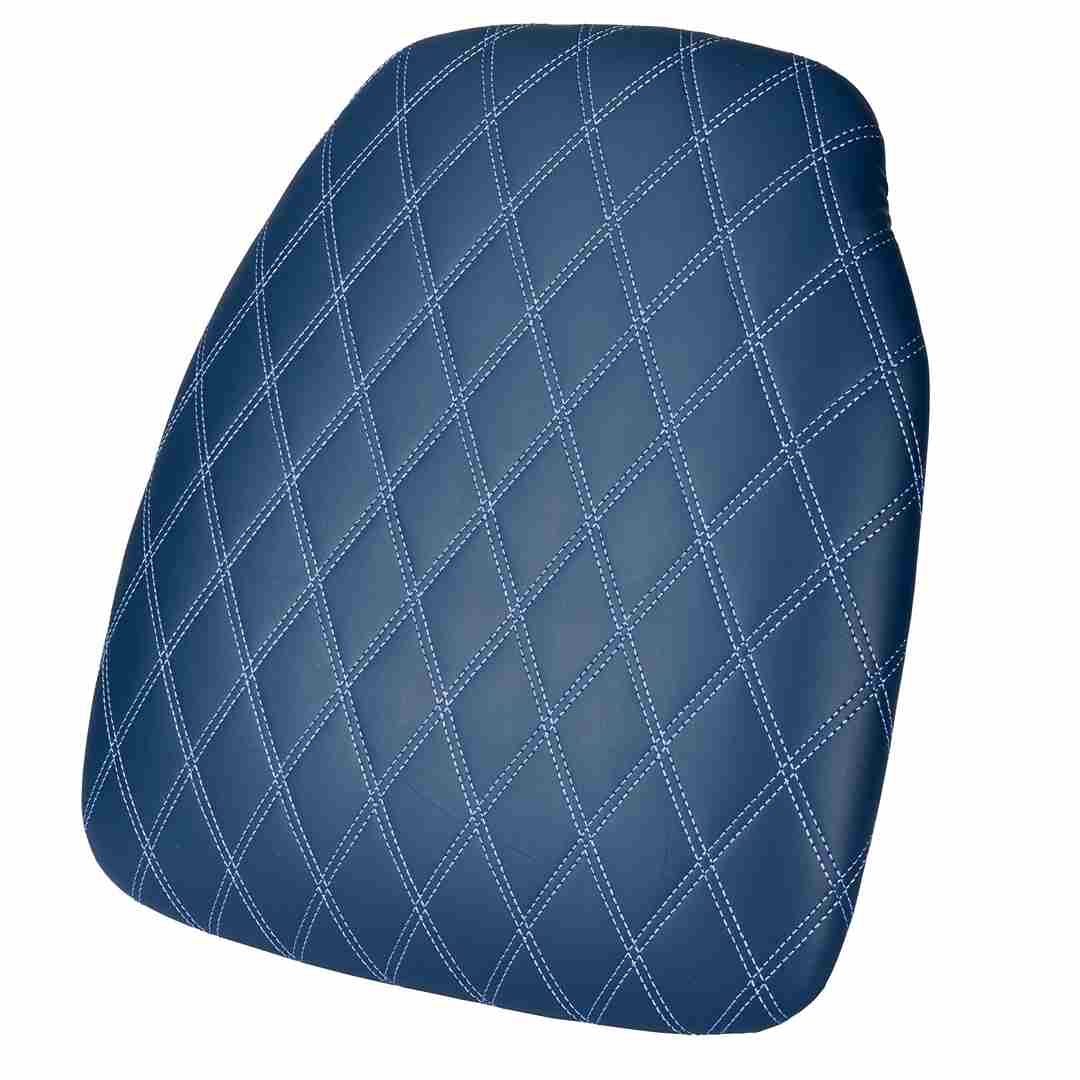 Chivari Deep Blue Sea Vinyl Panel Back Chiavari Cushion with Bentley Stitching and SlipNot™ Technology CUSHPANVINBENTDBS-A