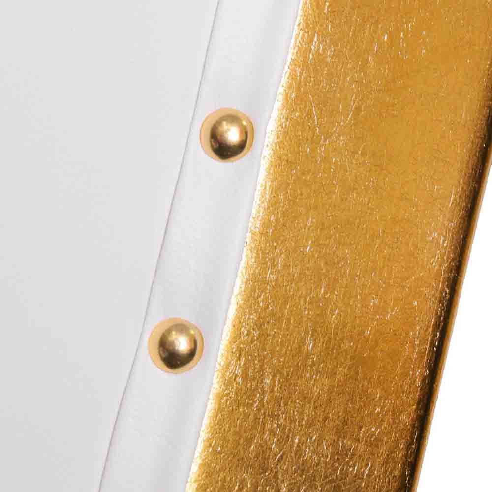 Chivari Throne Chair Wood Gold Frame White Vinyl Cushions CTWGW-ZG-T